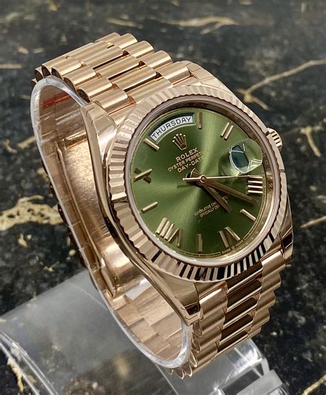 rolex day date rosegold green|rolex day date 228235.